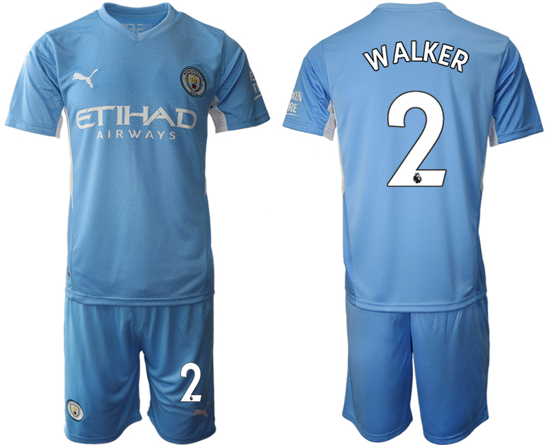 Men 2021-2022 Club Manchester City home Light blue #2 Soccer Jersey